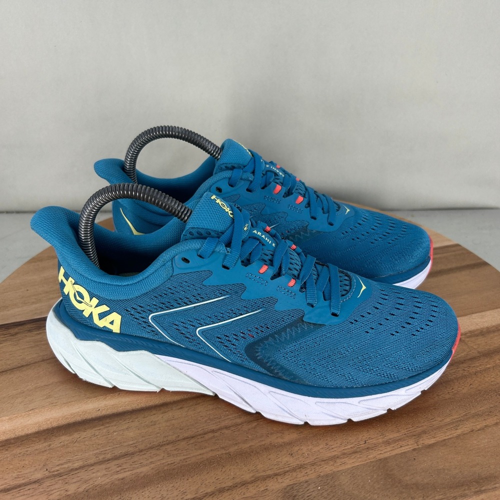 Hoka One One Arahi 5 Womens Running Shoes Blue Cushioned Comfort Size 7.5 B